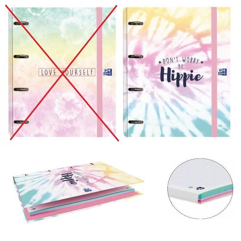 Carpeta clasificadora 4 anillas Oxford Don't worry be hippie