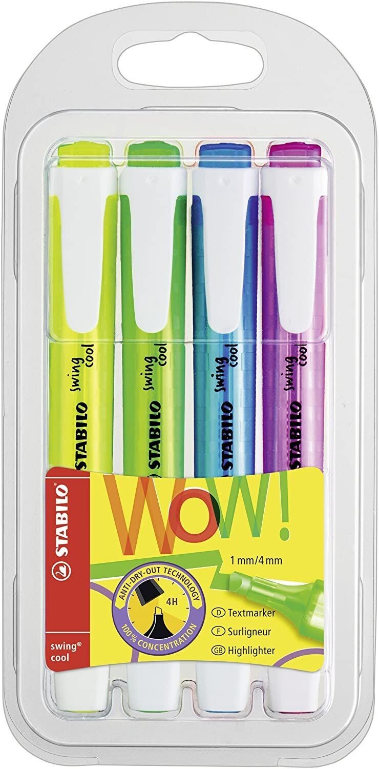 Pack 4  fluorescente Stabilo swing cool