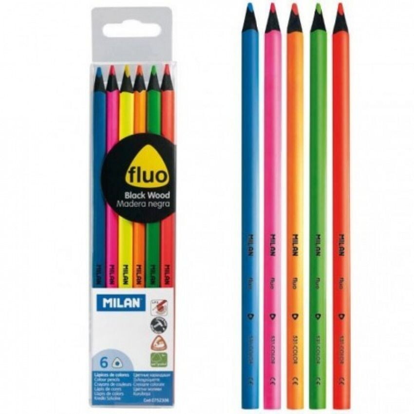 ESTUCHE 6 LAPICES COLORES FLUOR TRIANGULAR