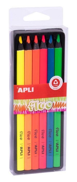 Lápiz jumbo flúor triangular pack 6 unidades surtidas