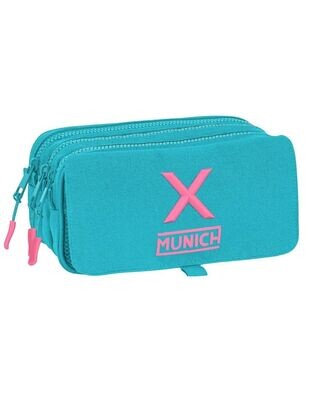 Estuche triple Munich turquesa y rosa