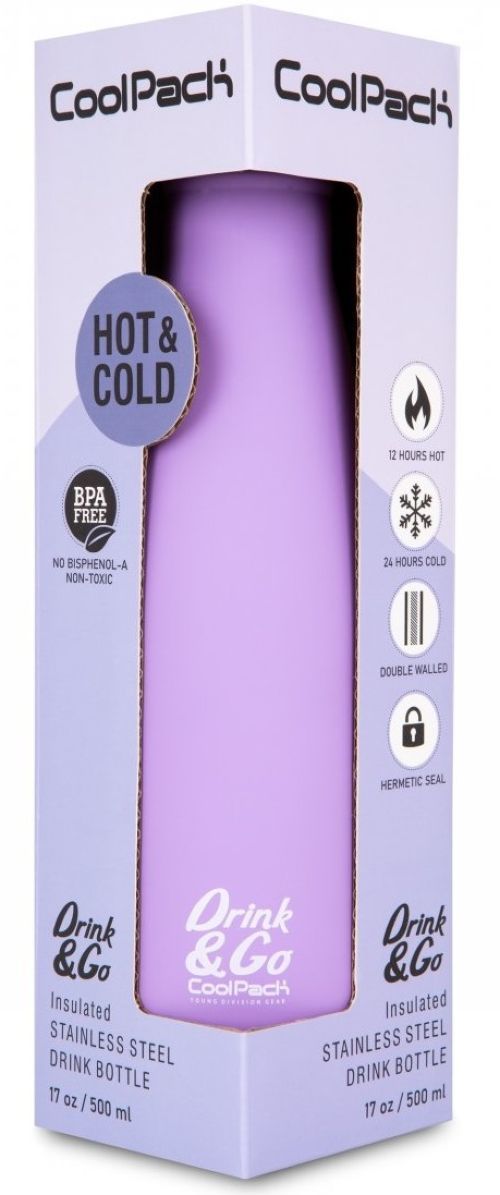 Botella termica 500ml en acero inoxidable color malva pastel