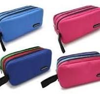 Estuche  tres cremalleras AZUL