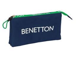 Estuche Benetton azul tres cremalleras
