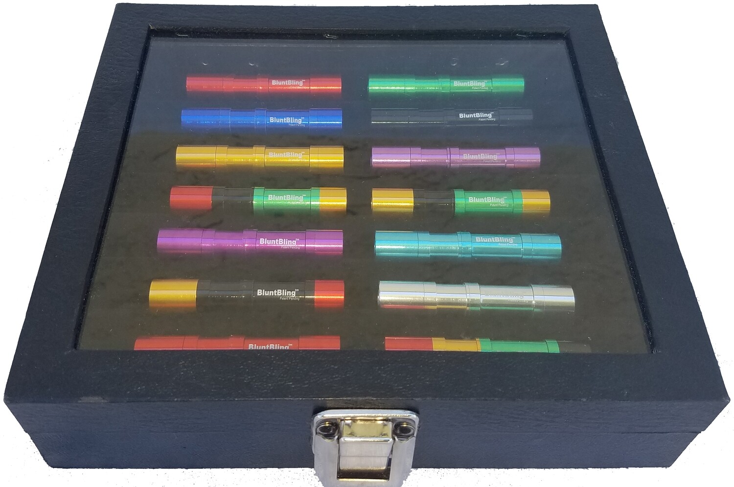 Distributor Small Box 14 Assorted Blunt Bling 2 Flyers Glass top Display case
