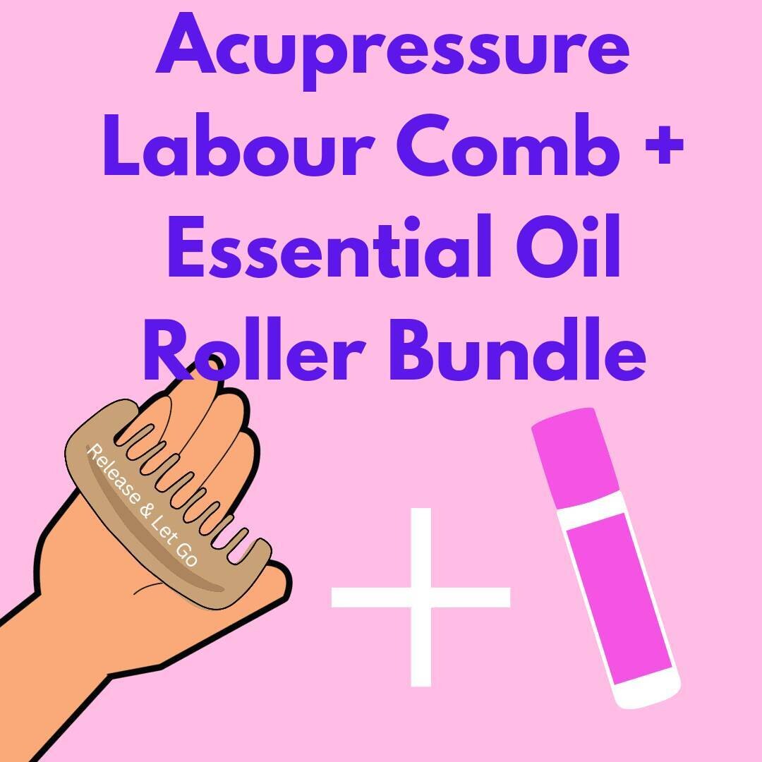 Acupressure Labour Comb &amp; Essential Oil Roller (Relaxation Blend) Bundle