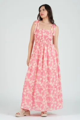 Lucca Smocked Tiered Maxi- Pink