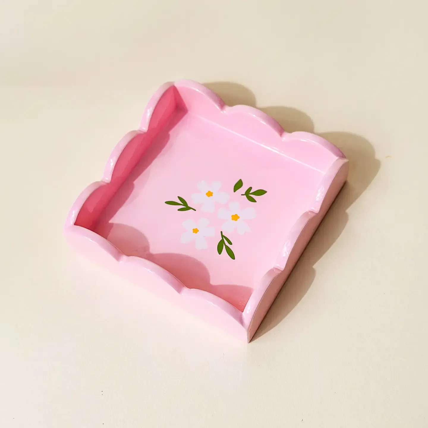 Scallop Trinket Tray-Floral Blush