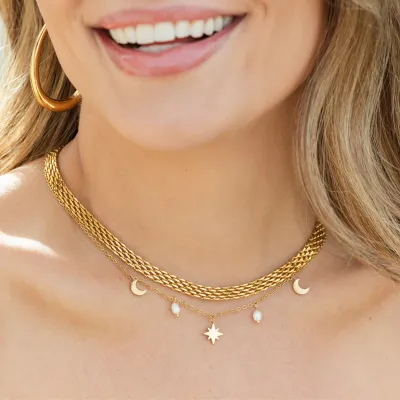 Water Resistant Wide Collar Necklace 