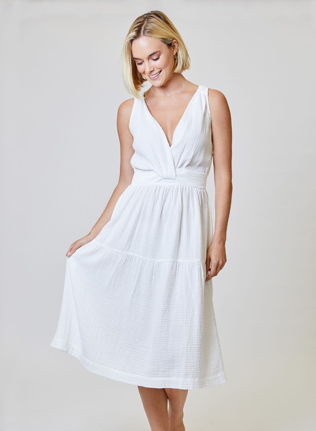 White Gauze Midi Dress