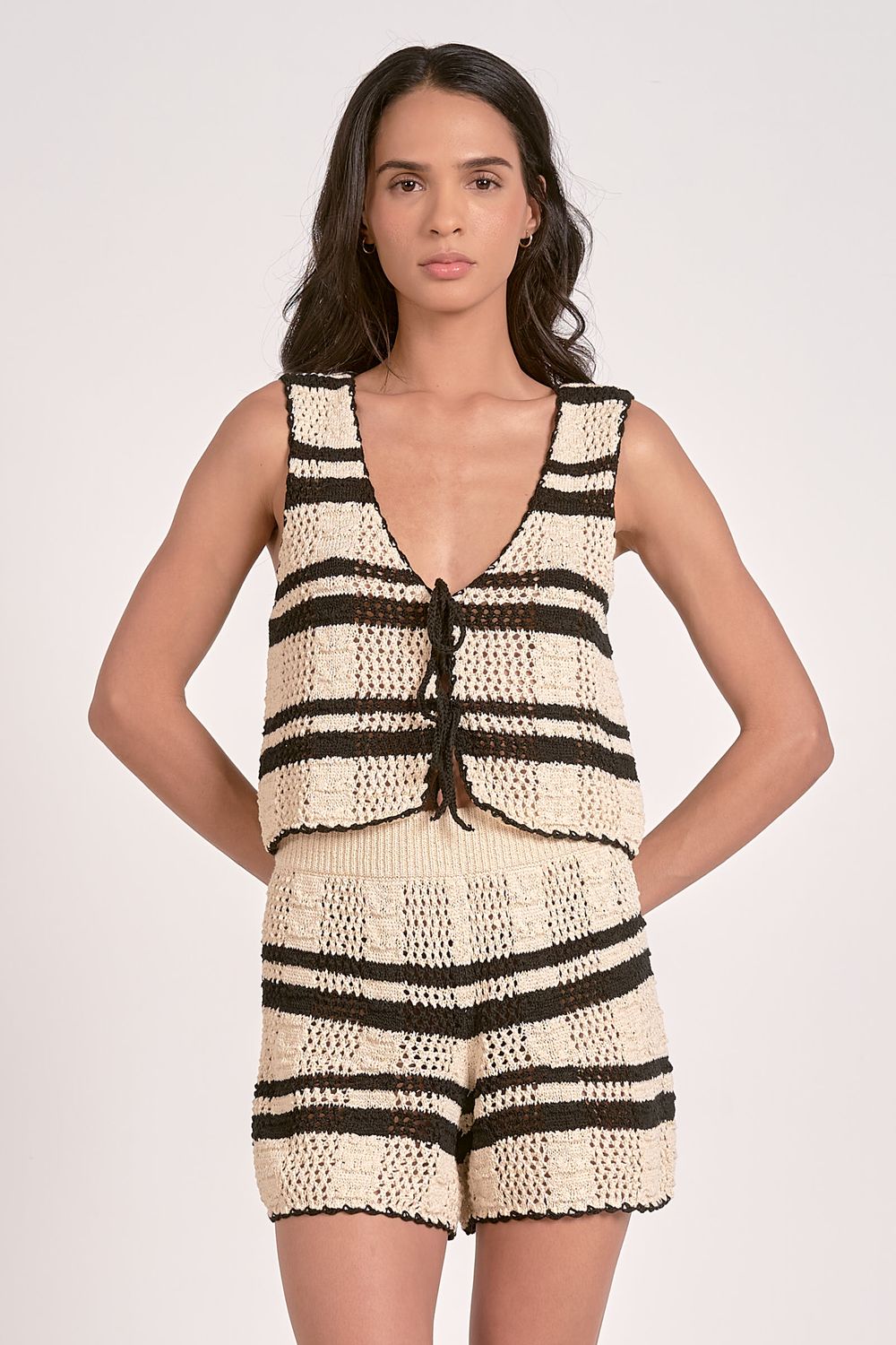 Natural Tie Front Vest