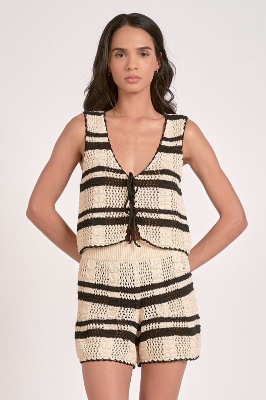 Natural Tie Front Vest