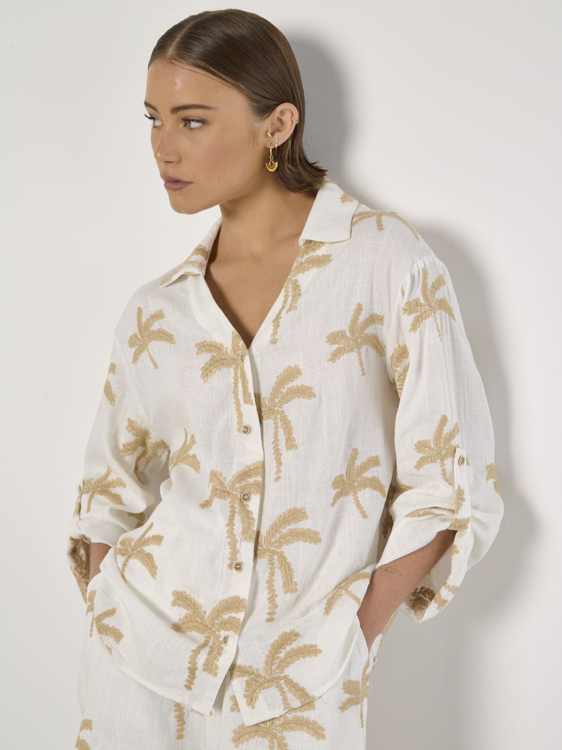 Embroidered Resort Linen Shirt