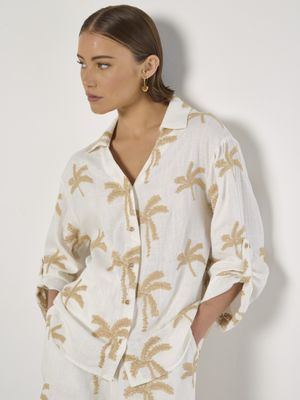 Embroidered Resort Linen Shirt