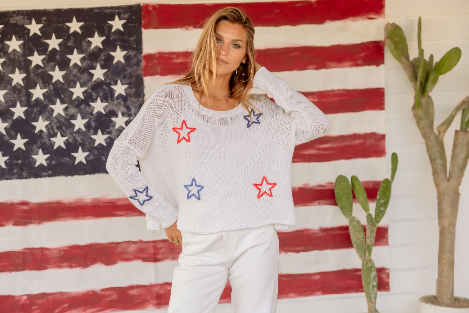 American Star Crew Cotton-Breaker White Multi