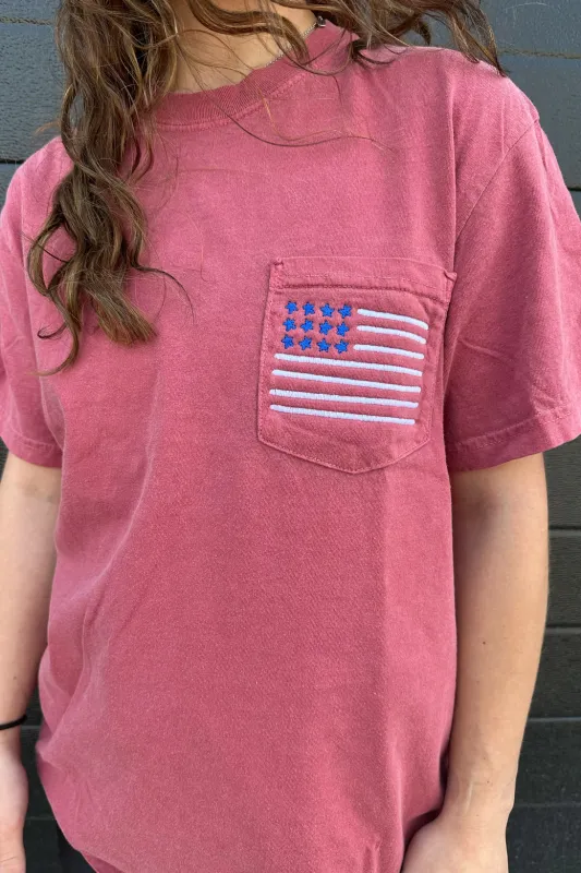Flag Pocket Embroidered Tee