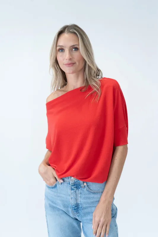 Short Sleeve Red Anywhere Top