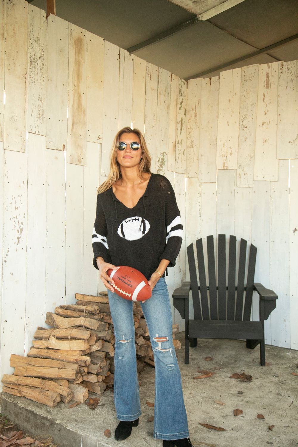 Jesse Football Top- Black