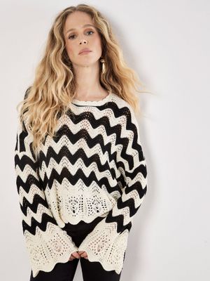 Chevron Scallop Knit Jumper