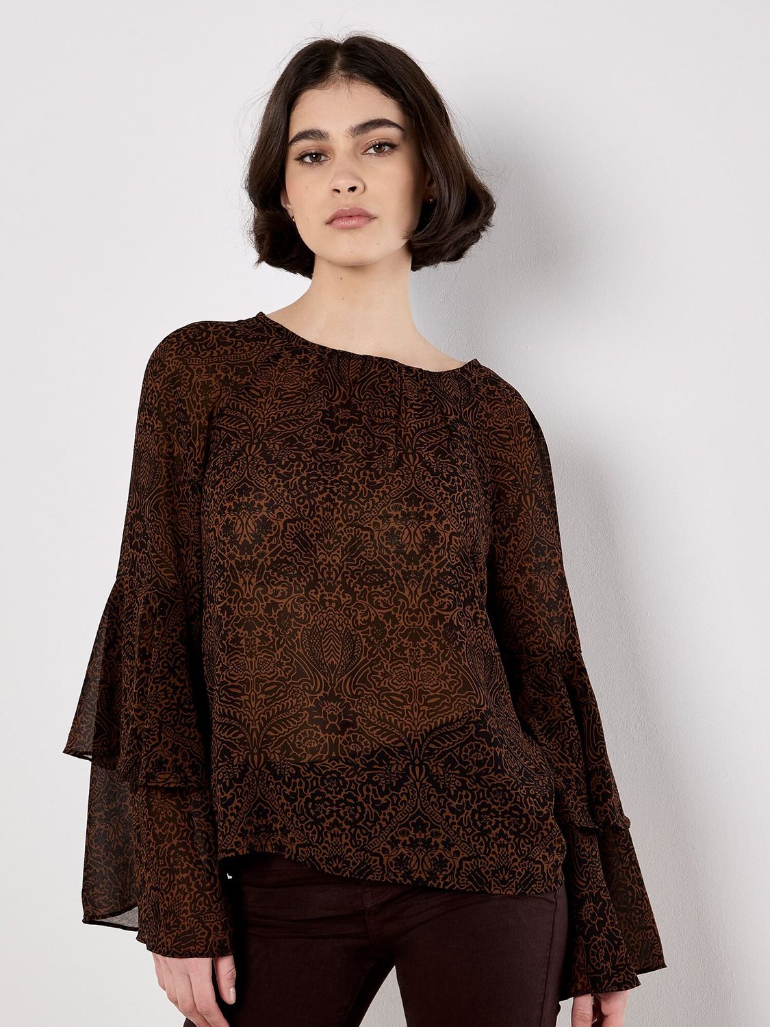  PAISLEY PRINT RUFFLE SLV BLOUSE
