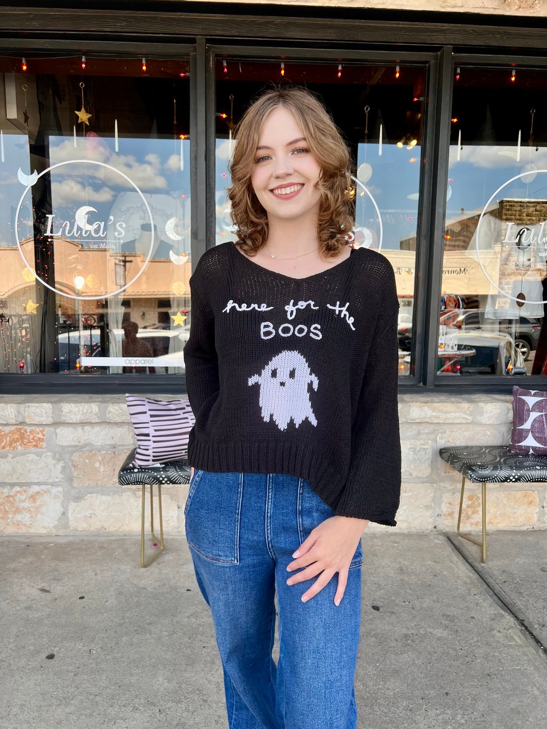 HERE FOR THE BOOS V COTTON BLACK/BREAKER WHITE