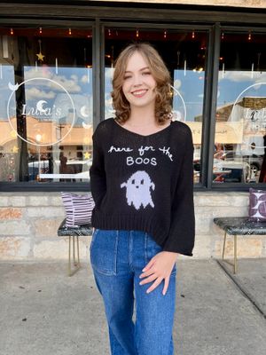 HERE FOR THE BOOS V COTTON BLACK/BREAKER WHITE