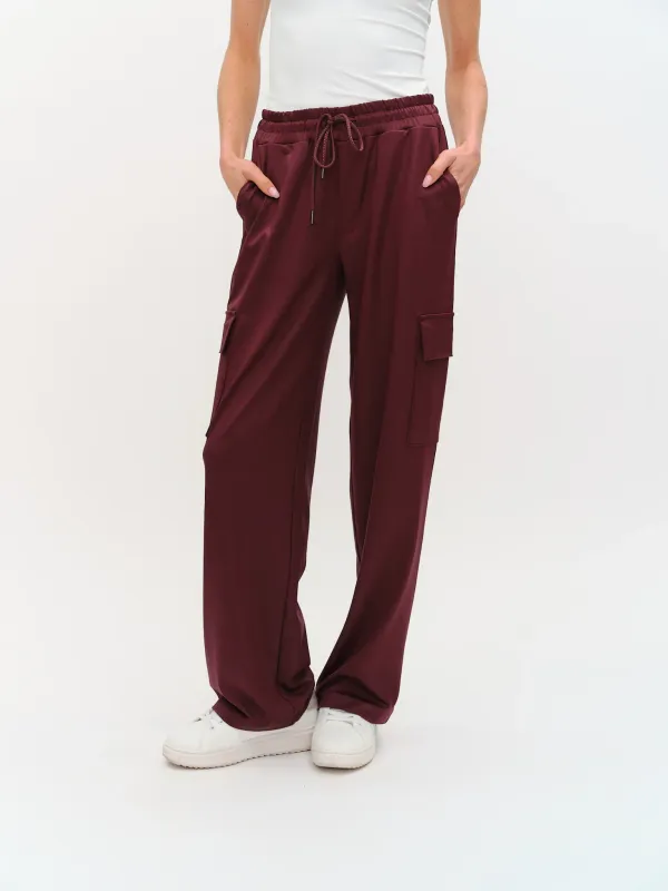 Headliner Coated Cargo Pants- Burgundy