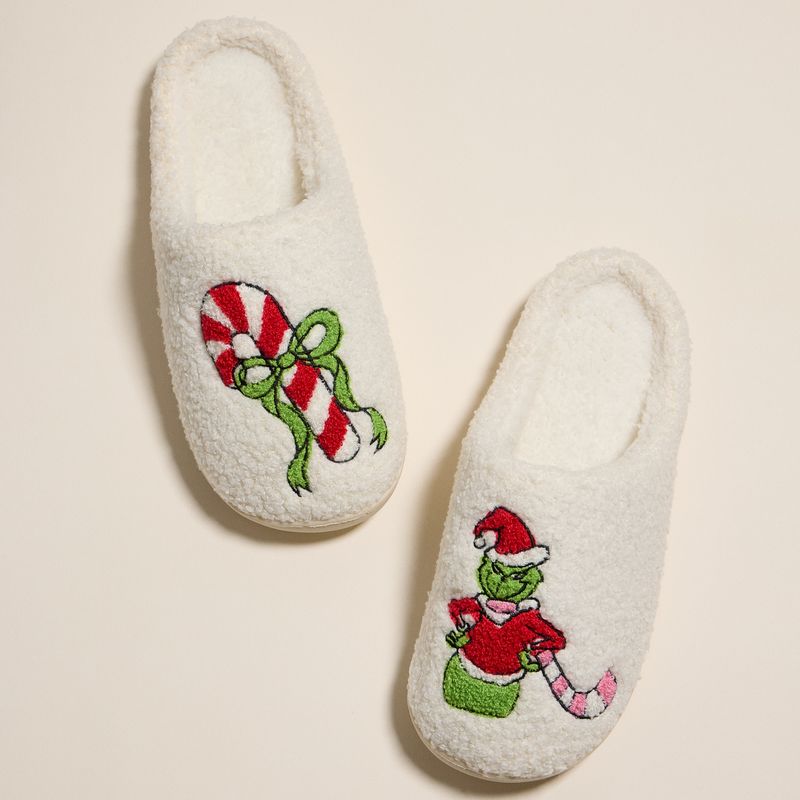 Grinch Candy Cane Slippers