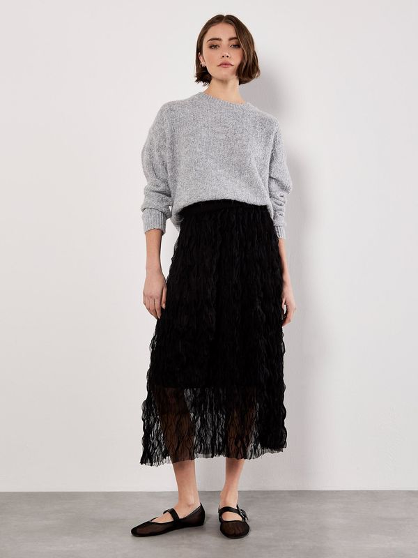 Wavy Tulle Midi Skirt