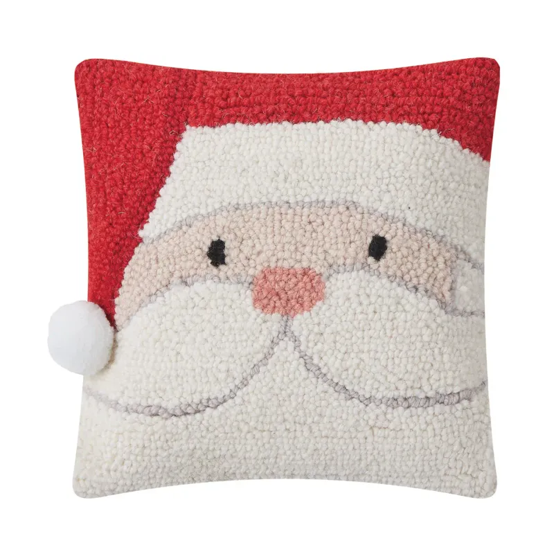 Holiday Santa W/ Pom Hook Pillow