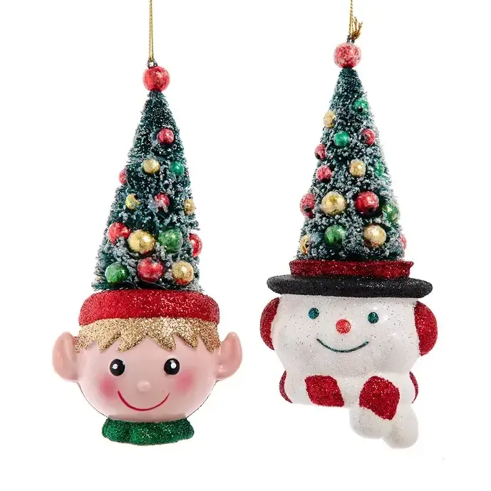 6.7” Elf/Snowman W/Christmas Tree Ornament