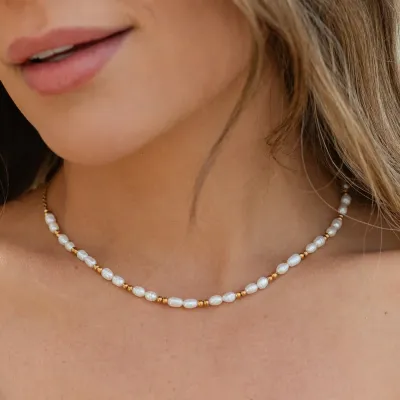 Beaded Pearl Water Resistant Necklace 