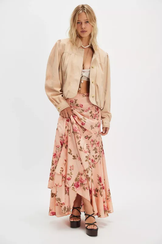 ROWAN MAXI SKIRT / FALLING FLORAL-MAUVE