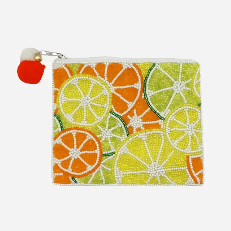 Lime &amp; Lemon Beaded Coin Pouch