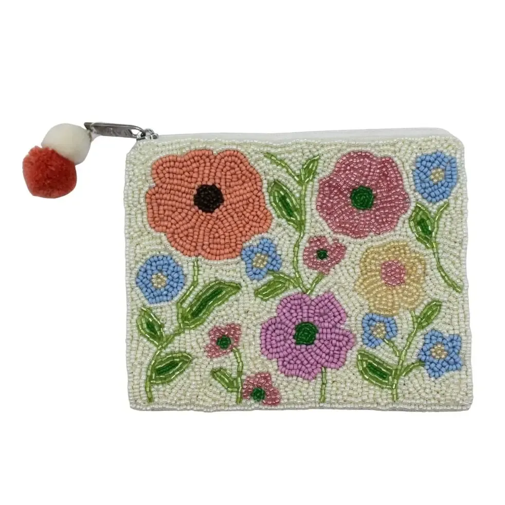 Floral Beaded Coin Pouch