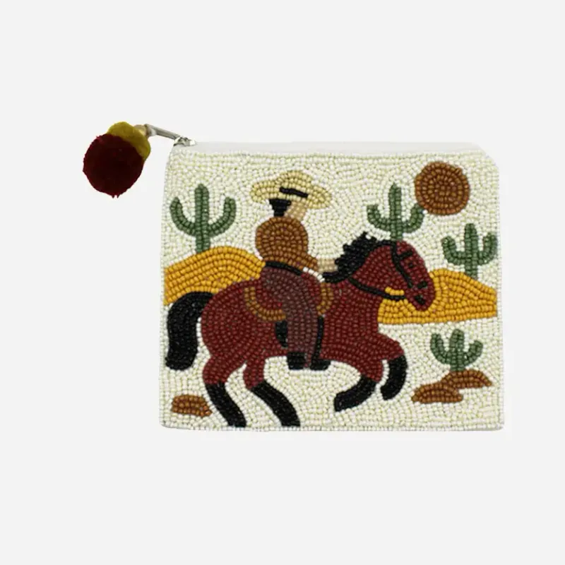Cowboy On A Horse Beaded Coin Pouch