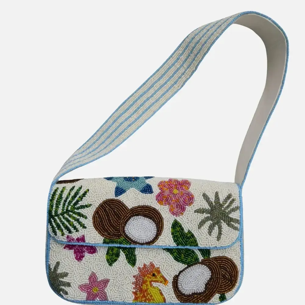 Coconut Sealife Beaded Shoulder Bag