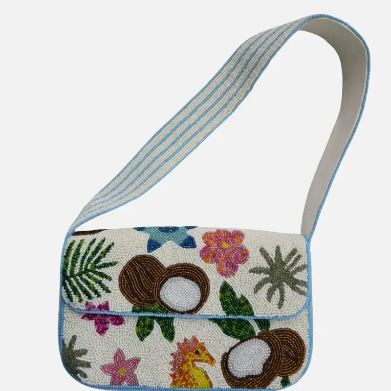 Coconut Sealife Beaded Shoulder Bag