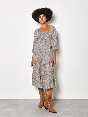 Tiered Smocked Ditsy Midi