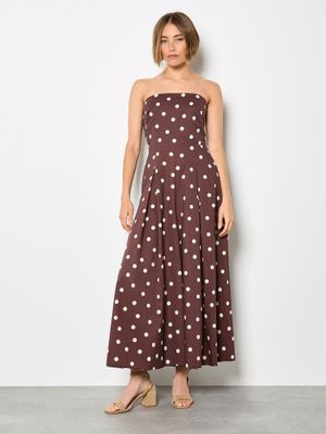 Polka Dot Bow Back Wide-Leg Jumpsuit
