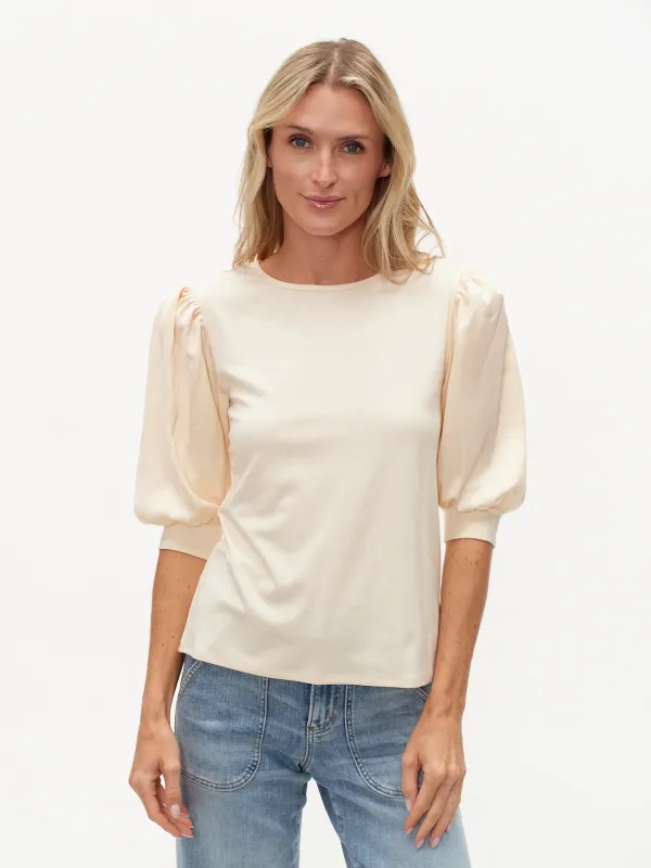 Solara | Mixed Media Satin Top