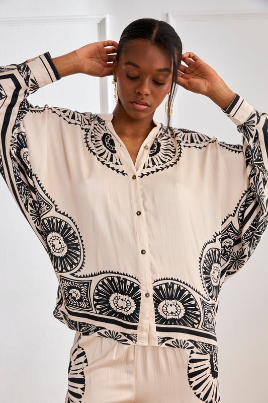 Geometric Kimono Blouse