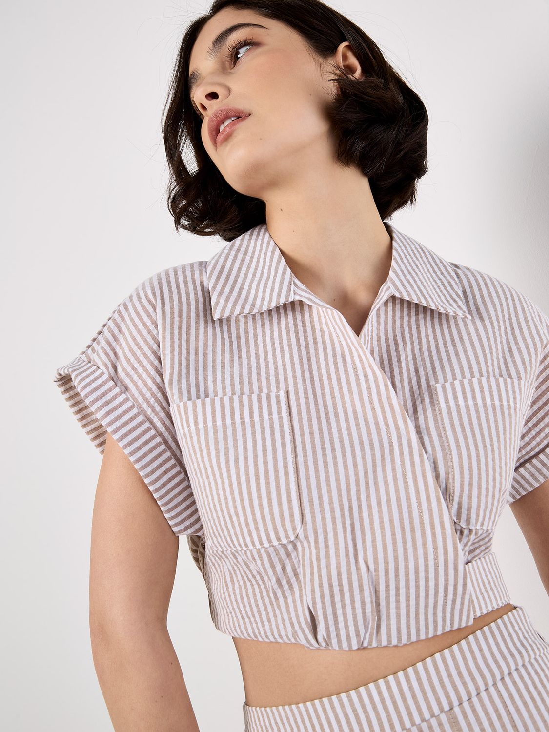 Seersucker Stripe Crop Top