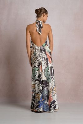 Blue Botanical Halter Maxi 