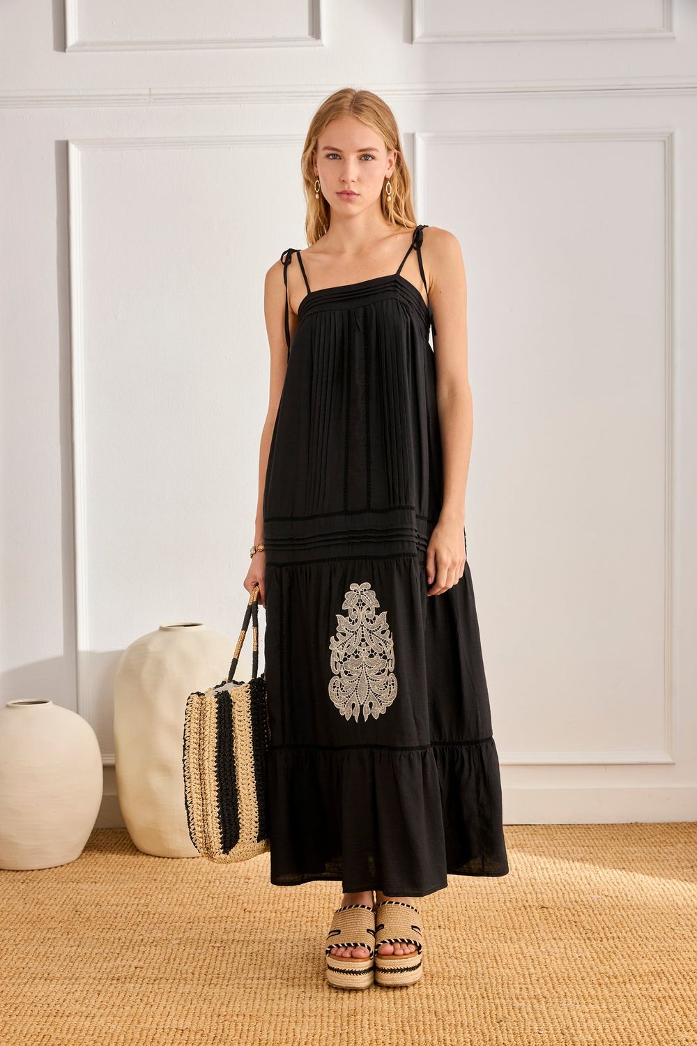 Long Linen Openwork Dress