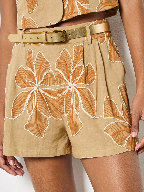 Embroidered Flower Tailored Shorts