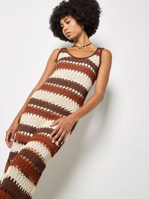 Crochet Stripe Midaxi Dress