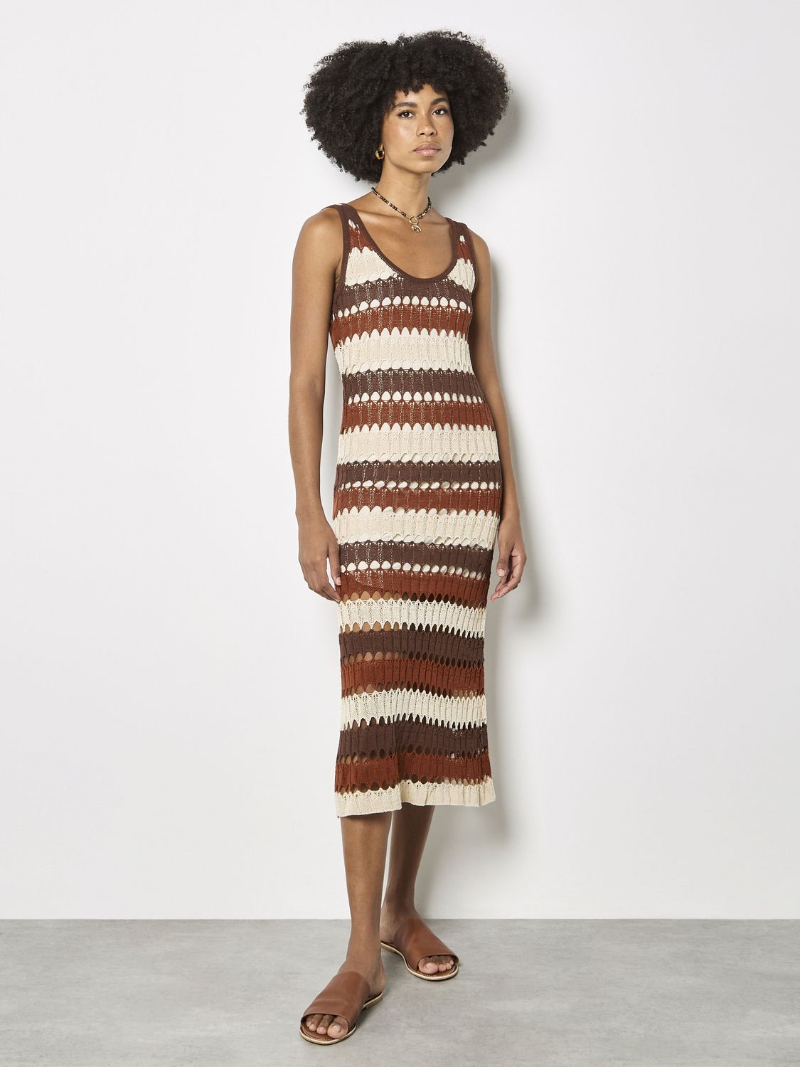 Crochet Stripe Midaxi Dress