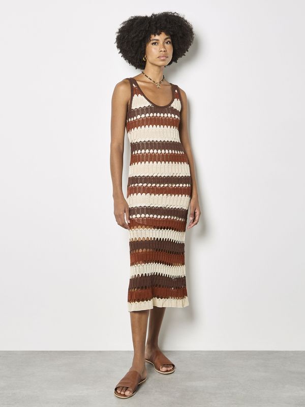 Crochet Stripe Midaxi Dress