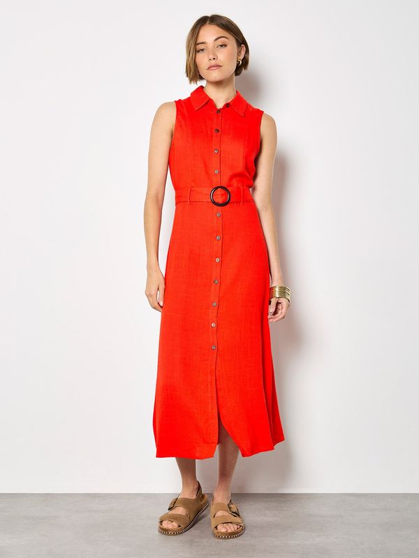 Slv/less Belted Shirt Midi Dress
